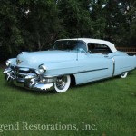 Blue color car parked in the green grass