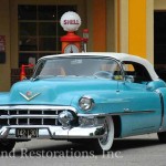 Blue and white color car front view