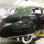 Vintage green color car on the display