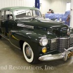 Vintage green color car on the display