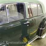 Vintage green color car on the display