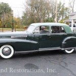 Vintage green color car on the display